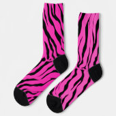 Schwarz-Rosa-Tiger-Streifen Tierbild 2 Socken (Linkes Detail)