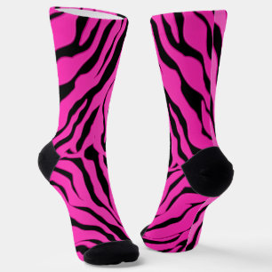 Schwarz-Rosa-Tiger-Streifen Tierbild 2 Socken