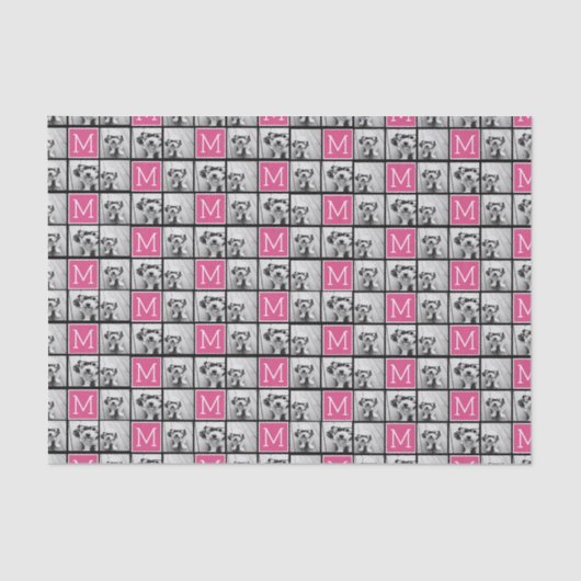 Schwarz-Rosa-TrendfotoCollage mit Monogramm Seidenpapier (Vorderseite)