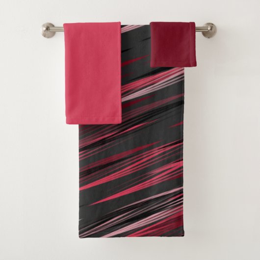 Schwarz-Rosa- und Graustreifen Badhandtuch Set (Insitu)