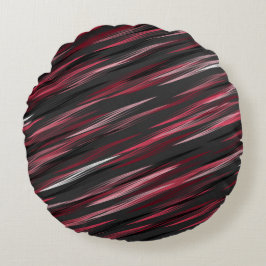 Schwarz-Rosa- und Graustreifen Rundes Kissen