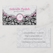 Schwarz Rosa und Weiß Elegante Blütendampfer Visitenkarte (Vorne/Hinten)