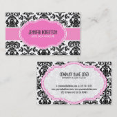 Schwarz-Rosa- und Weiß-Floral-Damaskus Visitenkarte (Vorne/Hinten)