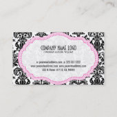 Schwarz-Rosa- und Weiß-Floral-Damaskus Visitenkarte (Rückseite)