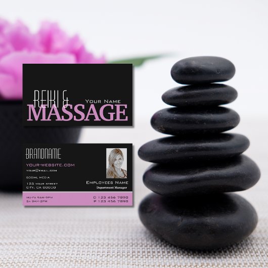 Schwarz Rosa und Weiß mit Beruflichem Foto Visitenkarte