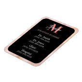 Schwarz Rosa und Weiß Wichtige Zahlen Mit Monogram Magnet (Linke Seite)