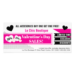 Schwarz-Rosa Valentinstag-VerkäufePromo Werbekarte