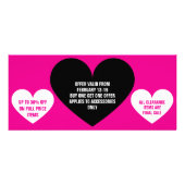 Schwarz-Rosa Valentinstag-VerkäufePromo Werbekarte (Hinten)