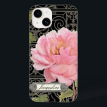 Schwarz Rosa Vintag Elegant Stilvolle Peony Floral Case-Mate iPhone Hülle<br><div class="desc">Dieses Kunstwerk mit einem schwarzen Hintergrund und einem grauen, schmiedeeisernen Trell hinter dem Blumendesign wurde von Audrey Jeanne Roberts im Vintagen Stil erschaffen. Die Blüte der botanischen Blume ist in Rosa, Rosa, Rosa und Rosa gehalten. Im Hintergrund befindet sich ein Gusseisen-Rollenzaun. Eine antike Namensschild in abgetragener, bedrückter Silberzinnung ist mit...</div>