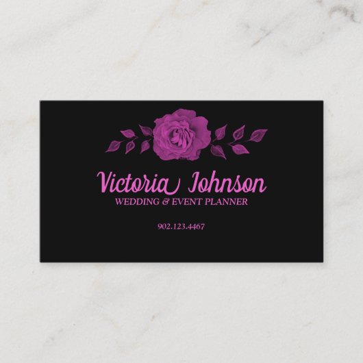 Schwarz Rosa Visitenkarte (Vorderseite)