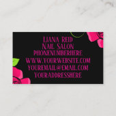 Schwarz-Rosa-Visitenkarte mit Blume Visitenkarte (Rückseite)