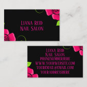 Schwarz-Rosa-Visitenkarte mit Blume Visitenkarte (Vorne/Hinten)