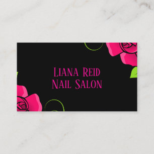 Schwarz-Rosa-Visitenkarte mit Blume Visitenkarte