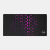 Schwarz-Rosa-Wabengeometrie-Muster Monogram Schreibtischunterlage (Vorderseite)