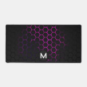 Schwarz-Rosa-Wabengeometrie-Muster Monogram Schreibtischunterlage (Vorderseite)