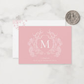 Schwarz-Rosa-Wappen-Monogramm Mitteilungskarte (Vorderseite/Rückseite Beispiel)