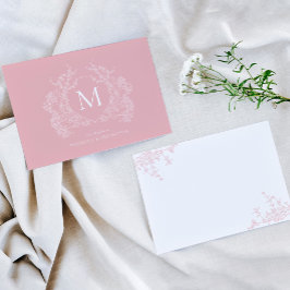 Schwarz-Rosa-Wappen-Monogramm Mitteilungskarte