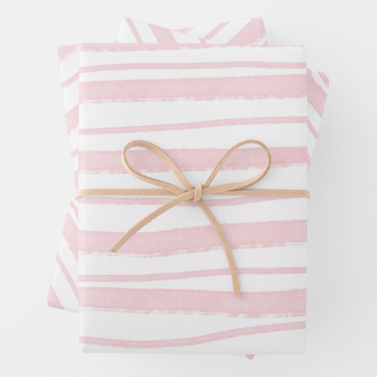 Schwarz Rosa Wasserfarben Streifen Geschenkpapier Set (Beispiel)