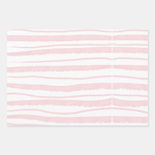 Schwarz Rosa Wasserfarben Streifen Geschenkpapier Set (Vorderseite)