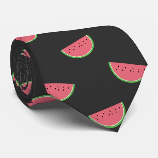 Schwarz-Rosa-Watermelon-Muster Krawatte (Gerollt)