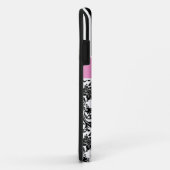 Schwarz-Rosa-Weiß-Damast und Streifen Muster 2 Case-Mate iPhone Hülle (Hinten/Rechts)