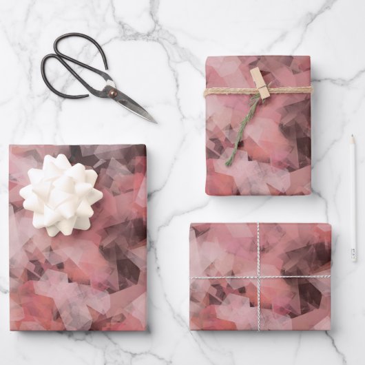 Schwarz-Rosa Weiß Moderne Geometrie Abstrakt Geschenkpapier Set (Vorderseite)