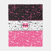 Schwarz-Rosa-Weiß-Musiknote-Fleece Fleecedecke (Vorderseite)