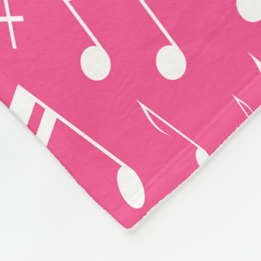 Schwarz-Rosa-Weiß-Musiknote-Fleece Fleecedecke (Ecke)