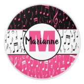 Schwarz-Rosa-Weiß-Musiknoten Keramik-Drehknopf Keramikknauf (Vorderseite)