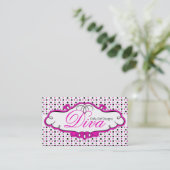 Schwarz/Rosa/Weiß Polka Dot Design Business Card Visitenkarte (Stehend Vorderseite)