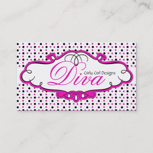 Schwarz/Rosa/Weiß Polka Dot Design Business Card Visitenkarte (Vorderseite)