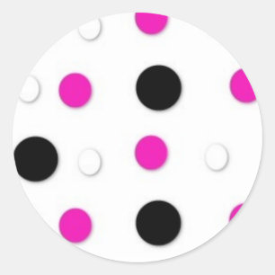 Schwarz/Rosa/Weiß-Polka-Dots-Aufkleber Runder Aufkleber