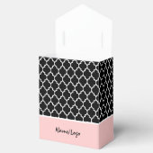 Schwarz-Rosa-Weiß-Quatrefolienmuster Geschenkschachtel (Geöffnet)