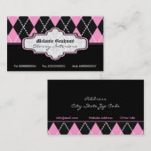 Schwarz-Rosa-weiße Raute, trendige Visitenkarten Visitenkarte (Vorne/Hinten)