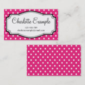 Schwarz Rosa Weißpolka Dot Classic Custom Visitenkarte (Vorne/Hinten)