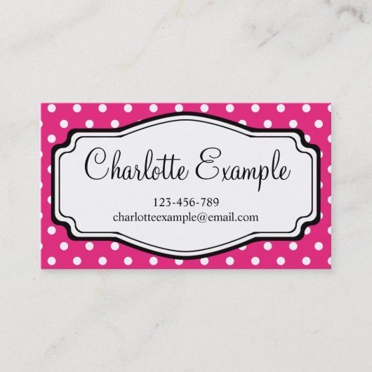 Schwarz Rosa Weißpolka Dot Classic Custom Visitenkarte (Vorderseite)