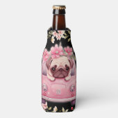 Schwarz-Rosa-Welpe im Auto Flaschenkühler (Flaschenvorderseite)