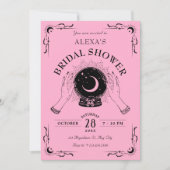 Schwarz-Rosa-Zauberkugel Brautparty Einladung (Vorderseite)