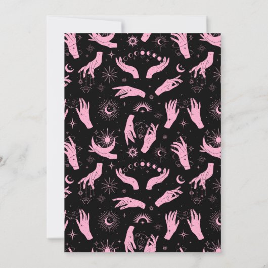 Schwarz-Rosa-Zauberkugel Brautparty Einladung (Rückseite)