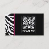 Schwarz/Rosa Zebra Print QR CODE Business Card Visitenkarte (Rückseite)