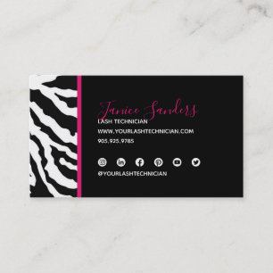 Schwarz/Rosa Zebra Print QR CODE Business Card Visitenkarte