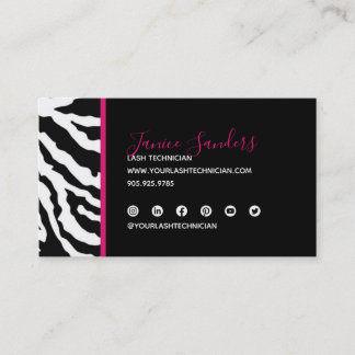 Schwarz/Rosa Zebra Print QR CODE Business Card Visitenkarte