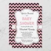 Schwarz-Rosa-Zickzack, Babydusche Einladung (Vorne/Hinten)