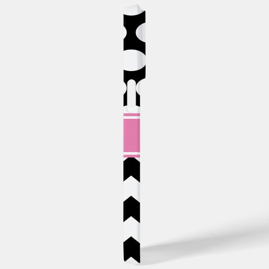 Schwarz-Rosa-Zickzack-Polka-Dot-Monogramm Case-Mate iPhone Hülle (Rückseite / Rechts)