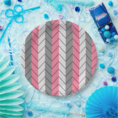 Schwarz-Rosa Zickzack Stripes Party Pappteller (Party)