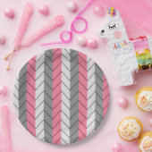 Schwarz-Rosa Zickzack Stripes Party Pappteller (Party)