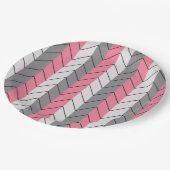 Schwarz-Rosa Zickzack Stripes Party Pappteller (Schrägansicht)