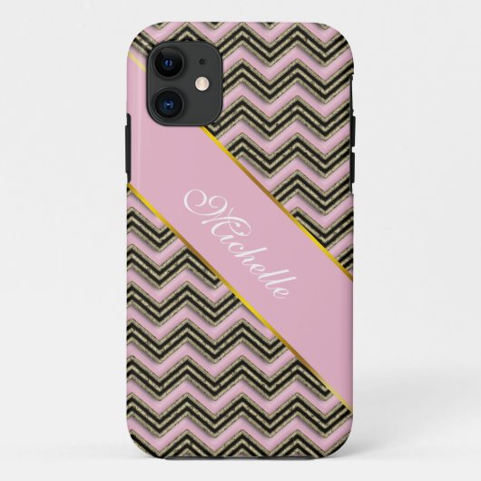 Schwarz-Rosa-Zigzag-Muster Case-Mate iPhone Hülle (Rückseite)