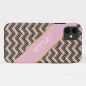 Schwarz-Rosa-Zigzag-Muster Case-Mate iPhone Hülle (Rückseite (Horizontal))