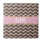 Schwarz-Rosa-Zigzag-Muster Fliese (Vorderseite)